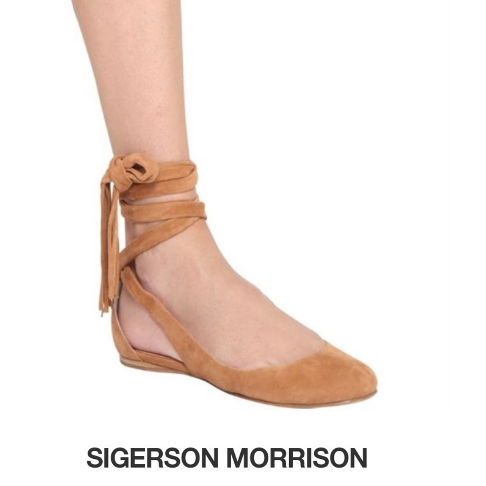 🎉Sigerson Morrison Wrap Around Suede Flats Sz.9